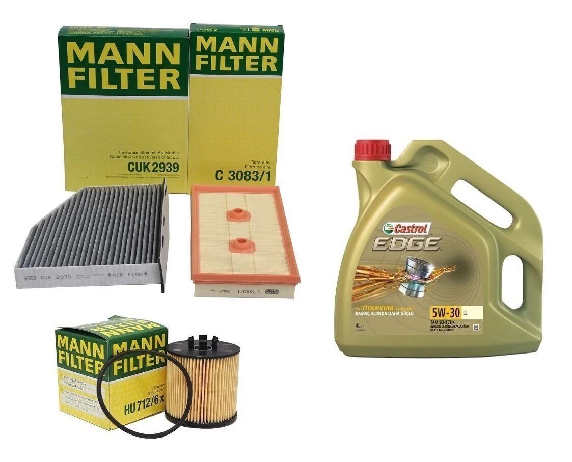Volkswagen Golf 5 1.6 FSI Motor Periyodik Bakım Seti Mann Marka Castrol Motor Yağı ile Birlikte.